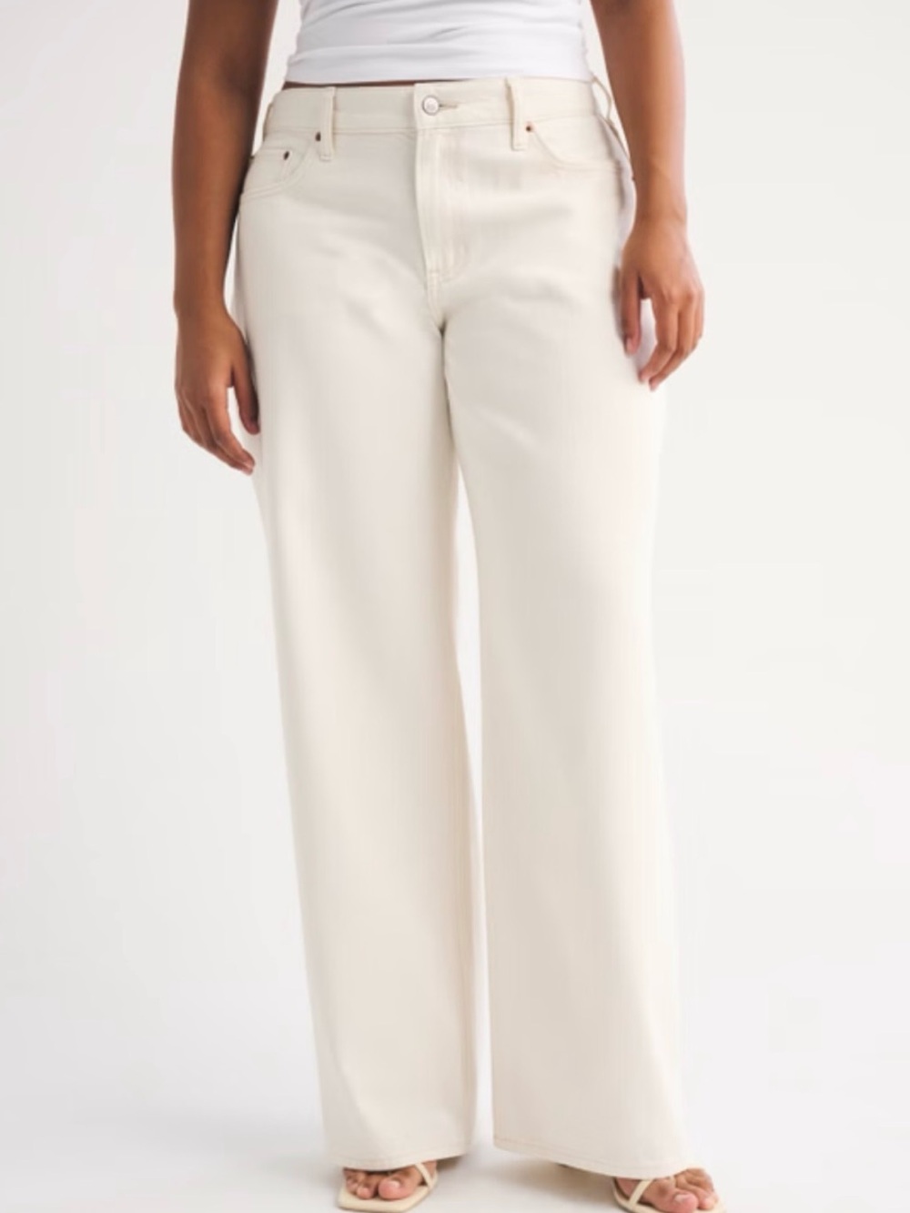 Abercrombie & Fitch Off-White Wide-Leg Jeans